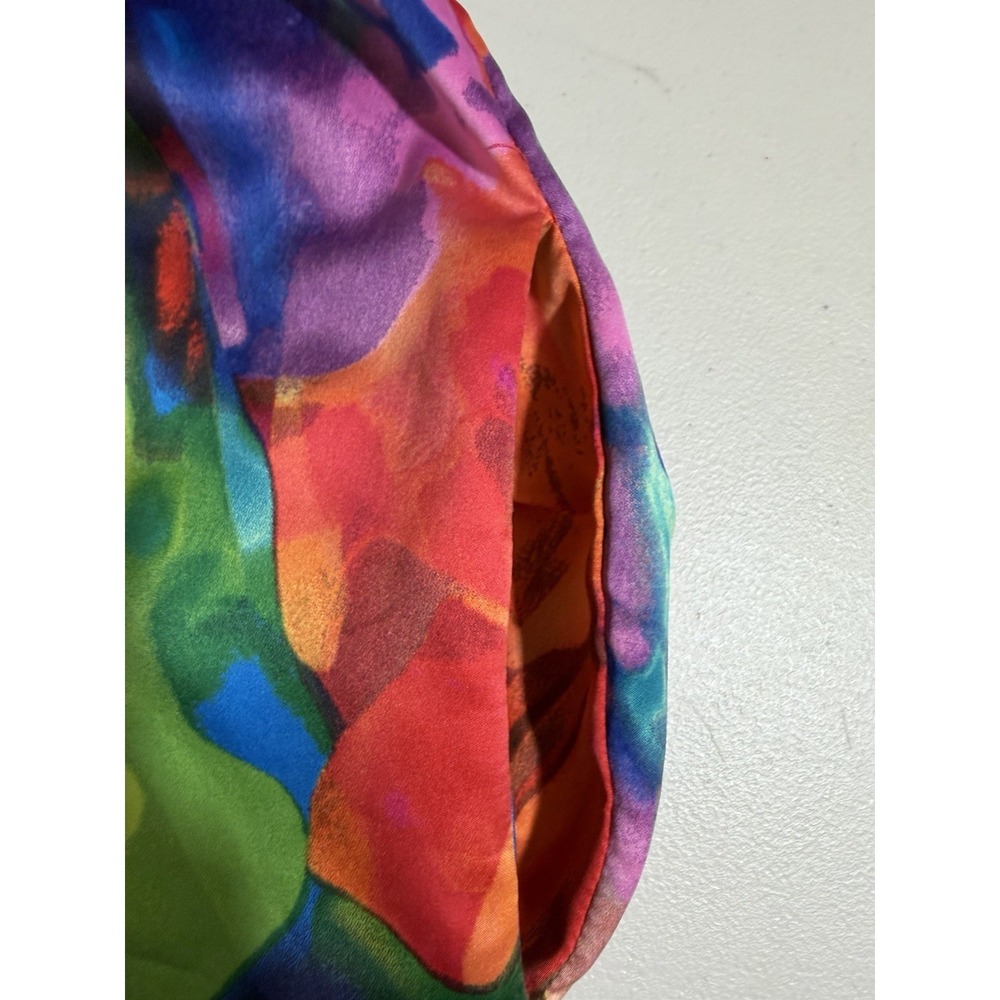 Natori Belted Satin Robe Abstract Multi Brightly Colored Medium - Picture 9 of 9